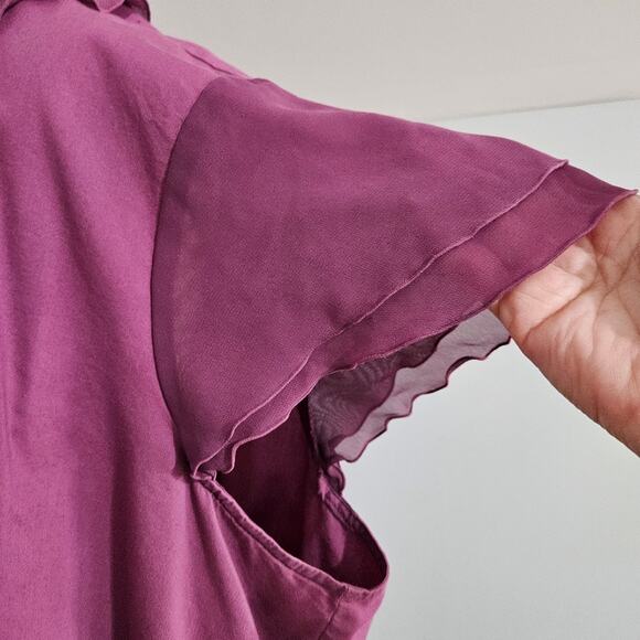 Purple Ruffled Wrap Blouse Plus Size 24W Flutter Sleeve Cinch Waist Fairycore - Picture 8 of 15
